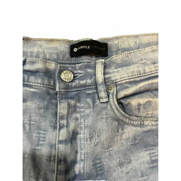 Purple Brand Jacquard monogram Denim Slim Fit Low Rise Jeans 31 POO1 - Picture 6 of 16